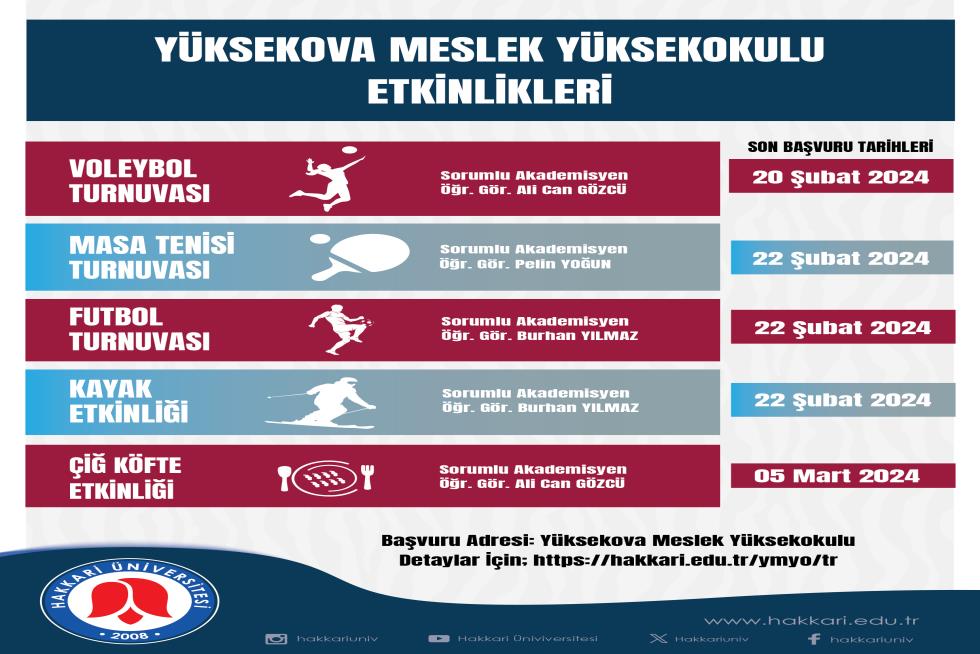 Yüksekova Meslek Yüksekokulu Etkinlikleri