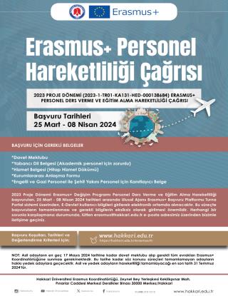 Erasmus+ Personel Hareketliliği Çağrısı
